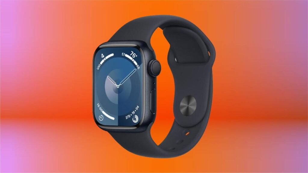 Apple Watch Series 9 on an orange background