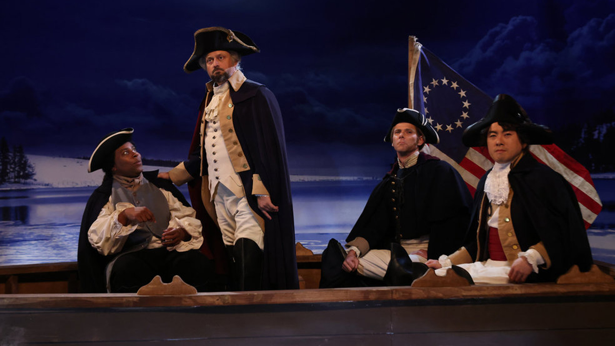 Nate Bergatze plays George Washington in SNL sketch